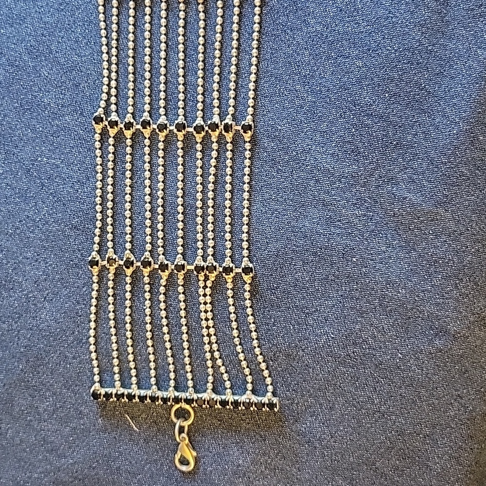 Metal chain and rhinestone choker